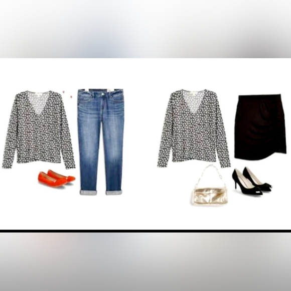 Michael Kors Women's Wrap Blouse Cotton/Modal Black/White Floral 2XL - Picture 15 of 16